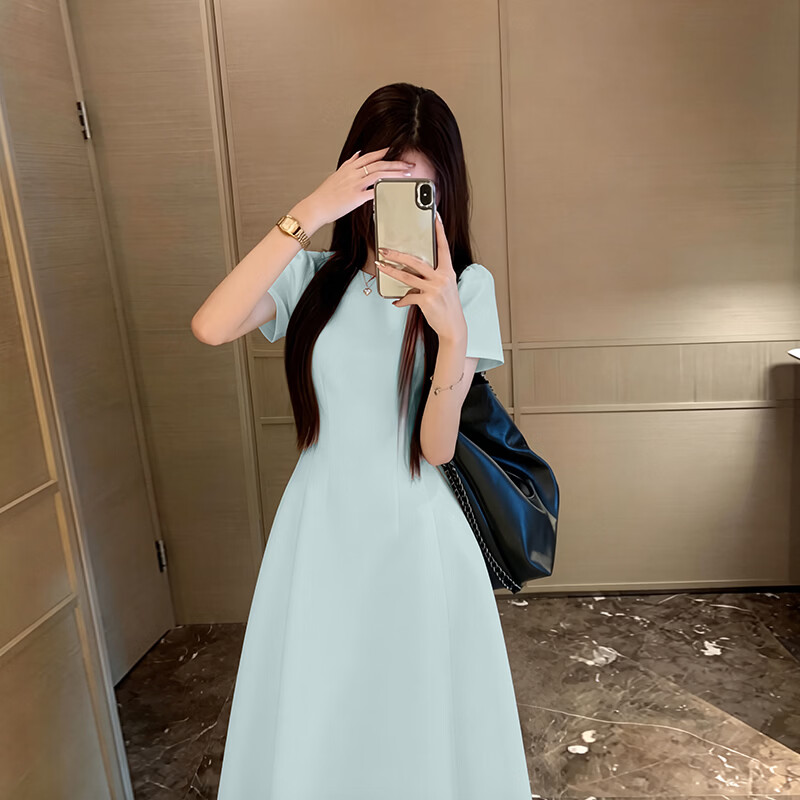 GARNUO白色连衣裙子女2026夏季新款法式小个子高级感气质收腰显瘦礼服裙 红色【短袖长款】 S 【80-100斤】