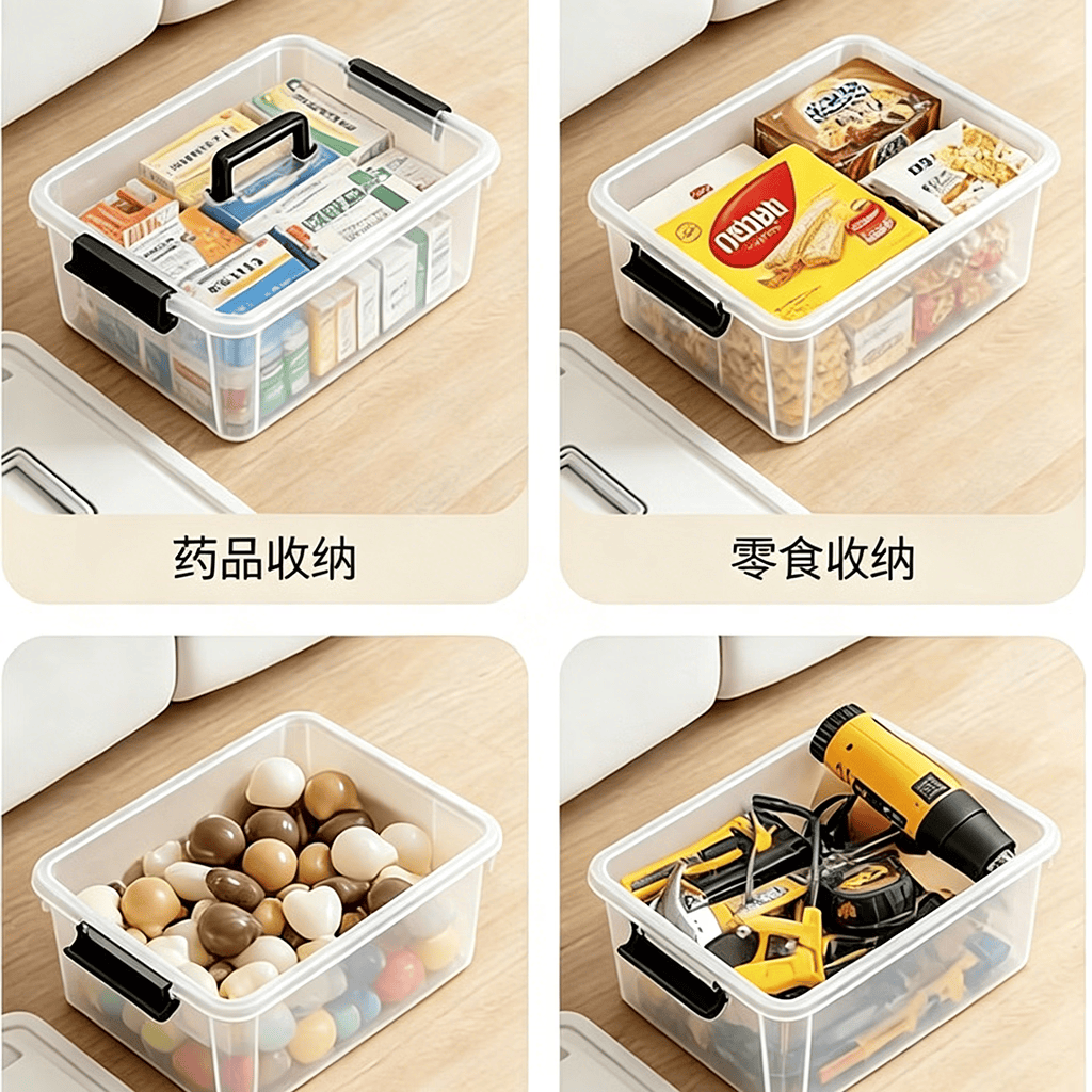 茉画大容量收纳箱家用书本整理箱手提储物箱收纳储物盒 55L 透明