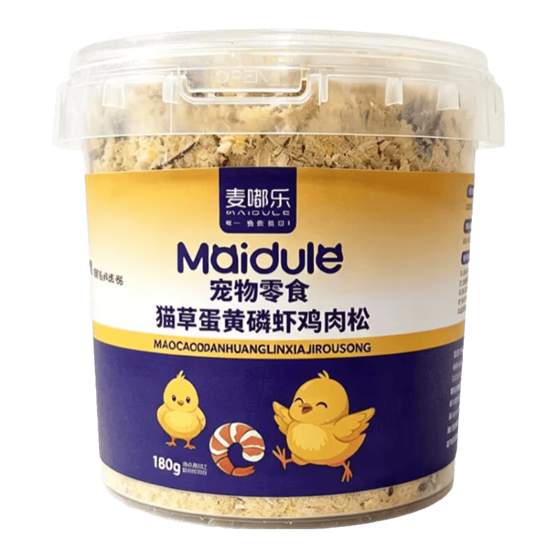麦嘟乐肉松狗粮猫粮零食果蔬蛋黄磷虾鸡肉松猫犬通用零食拌粮伴侣 鸡肉松180g*1桶