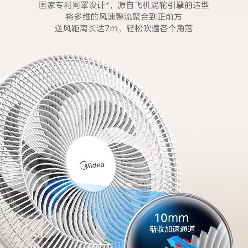 美的（Midea）落地扇 家用七叶大风力落地扇远距离立式节能强风卧室客厅宿舍降温循环柔风自然风 可升降电扇 【35BR遥控款】全机可拆+7H定时