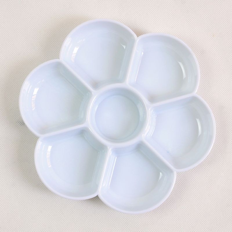 点梦 梅花美术调色盘调色板油画板颜料盘涂鸦绘画 仿瓷梅花7格调色盘