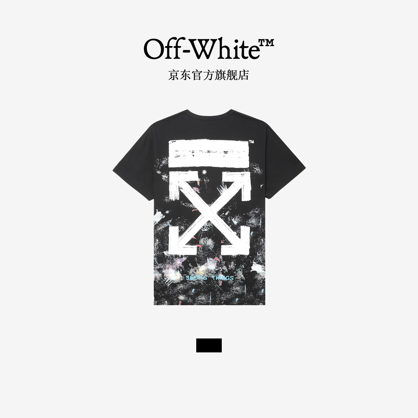 OFF WHITE™情侣装新款涂鸦效果宽松2026潮牌夏季男装半袖男士高端短袖T恤 黑色 L
