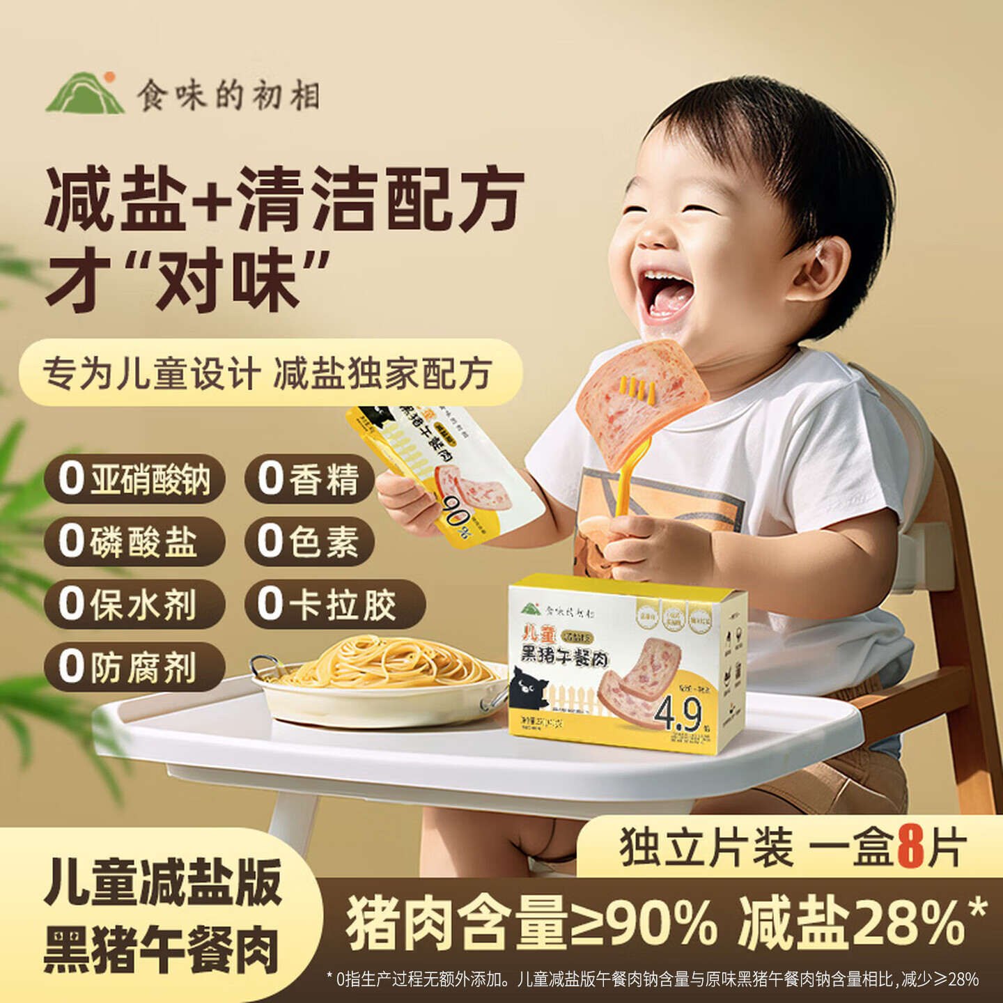食味的初相黑猪午餐肉独立包装儿童无添加剂休闲零食健康代餐 减盐午餐肉320g*2盒[40g*16片]