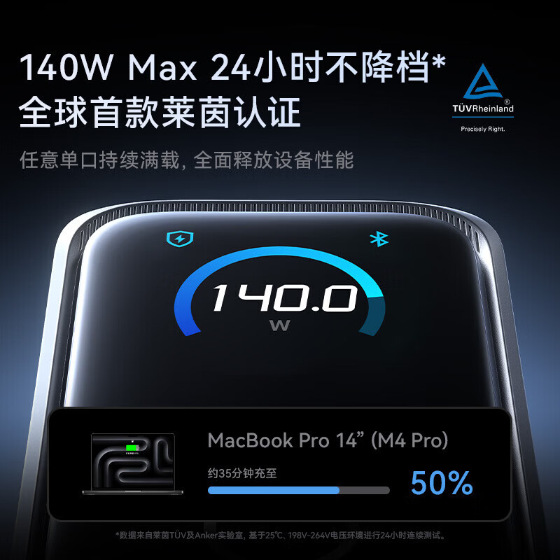 ANKER安克160W智显充Pro【苹果17/电脑】屏显充电器三口typec单口140WMaxPrime华为平板笔记本电脑 【华为小米全协议升级款】160W+屏显+APP连接