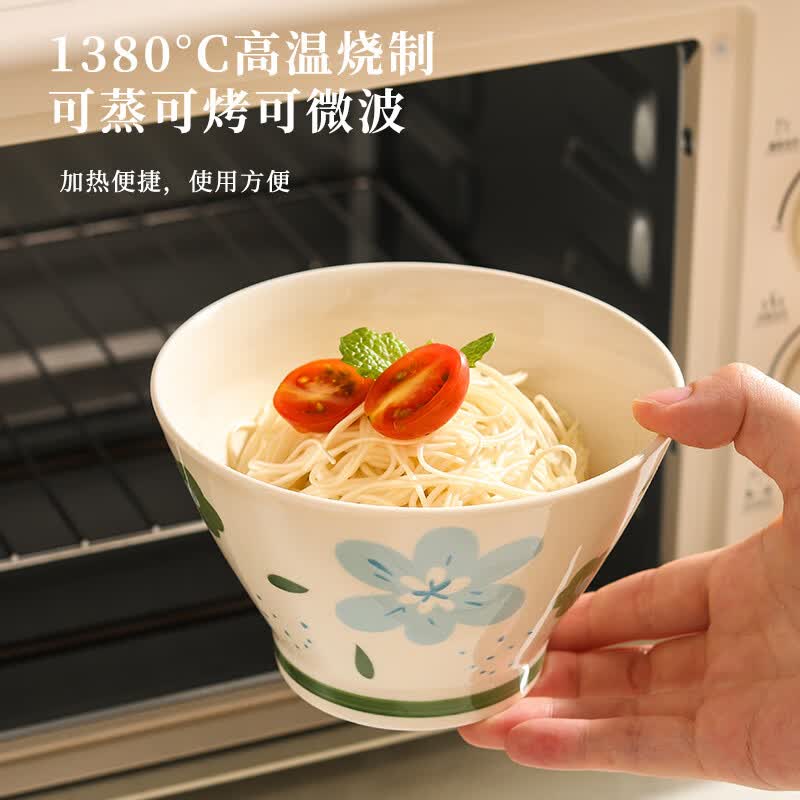 溥畔陶瓷斗笠碗2026新款大号5英寸高颜值米饭碗个人专用吃饭碗具 四季繁花:粉色5英寸斗笠饭碗6个