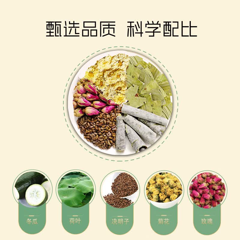 同慎德 玉米须茶茯苓茶菊花茶决明子茶桑叶茶红枣枸杞茶玫瑰花茶 冬瓜荷叶玫瑰茶（3盒周期装） 7g*10袋