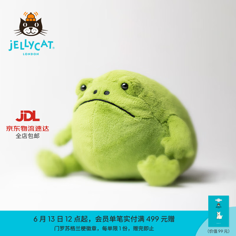 Jellycat里奇雨蛙可爱公仔动物毛绒玩偶小玩偶娃娃送礼生日礼物 里奇雨蛙 Medium