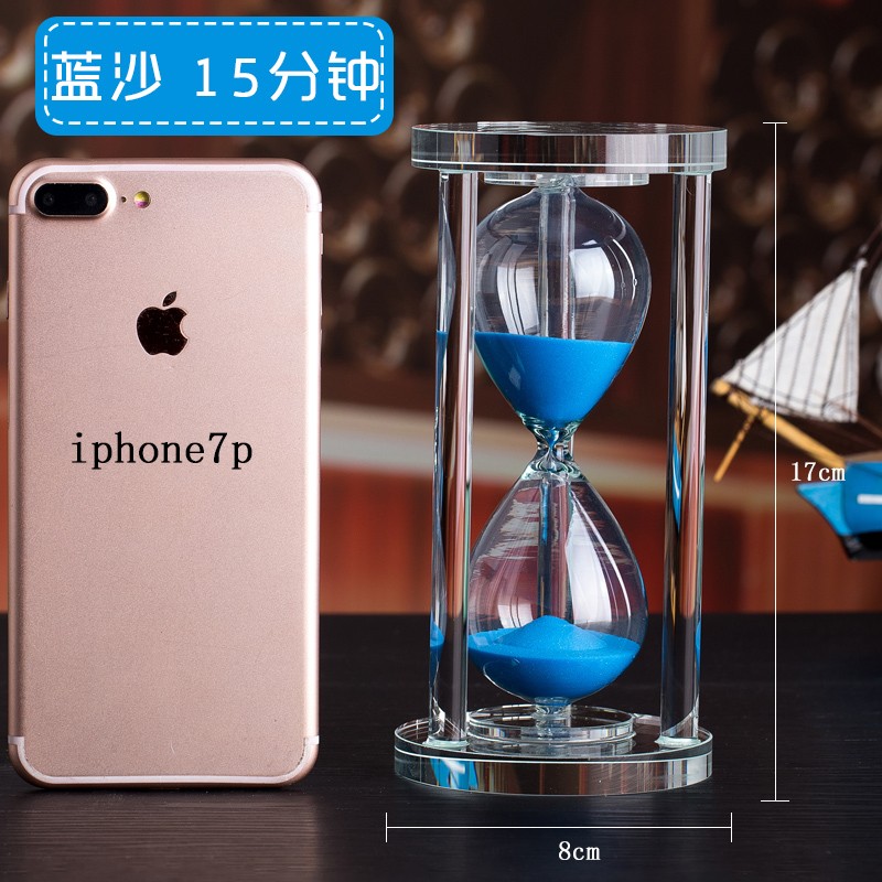 万梭沙漏计时器流沙实用创意桌面小孩生日礼物水晶玻璃流沙小摆件 【15分钟】蓝沙【礼盒装】