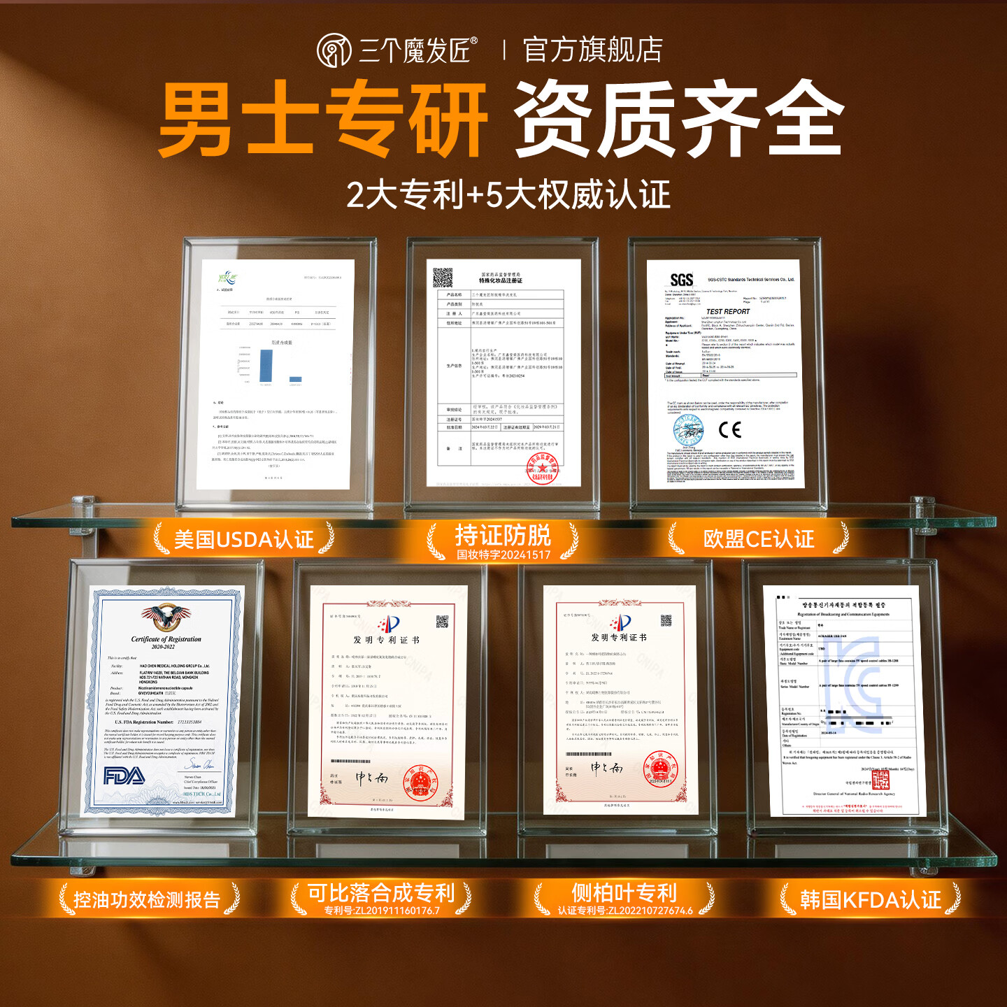 三个魔发匠可比落防脱洗发水生姜固发侧柏叶育控油去屑洗头膏露男女士第1 可比落防脱 400ml*2瓶 男士专研
