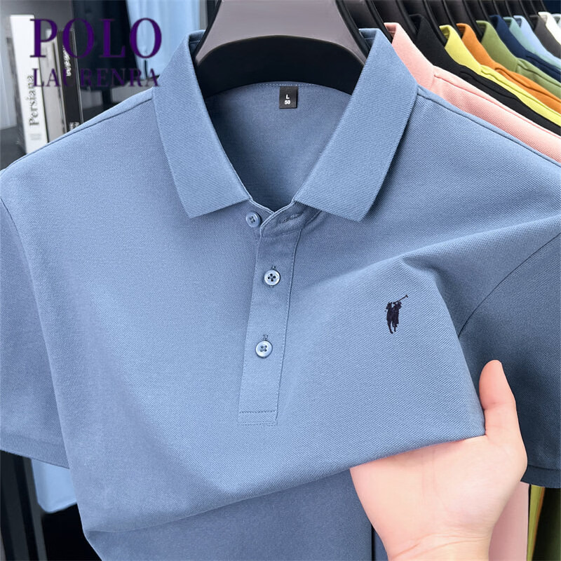 劳伦拉保罗高端polo衫男夏季半袖纯色休闲小马标上衣蚕 丝新款短袖T恤男士 十大奢饰品男装国际一线品牌黄色 M 48