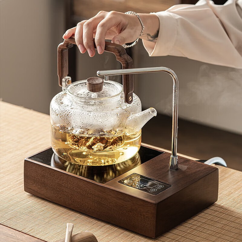 唐丰（TANGFENG） 胡桃木自动上水电陶炉煮茶器泡茶专用家用玻璃养生壶烧茶壶茶炉 上水电陶炉+盘实合胆提梁壶