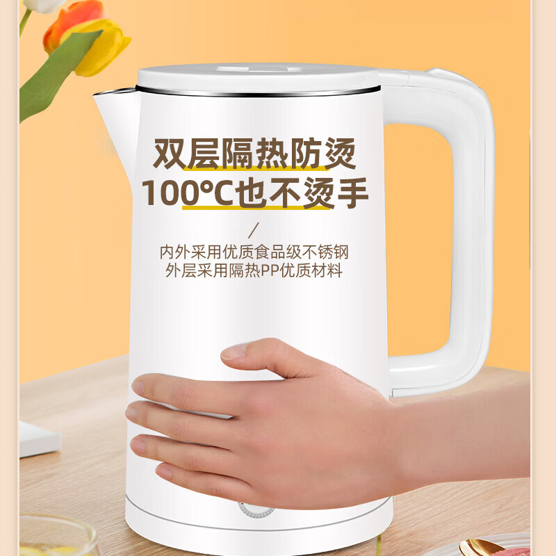 半球电水壶电热水壶304不锈钢水壶双层防烫开水壶烧水壶2.5L热水壶 2.5L 304不锈钢不保
