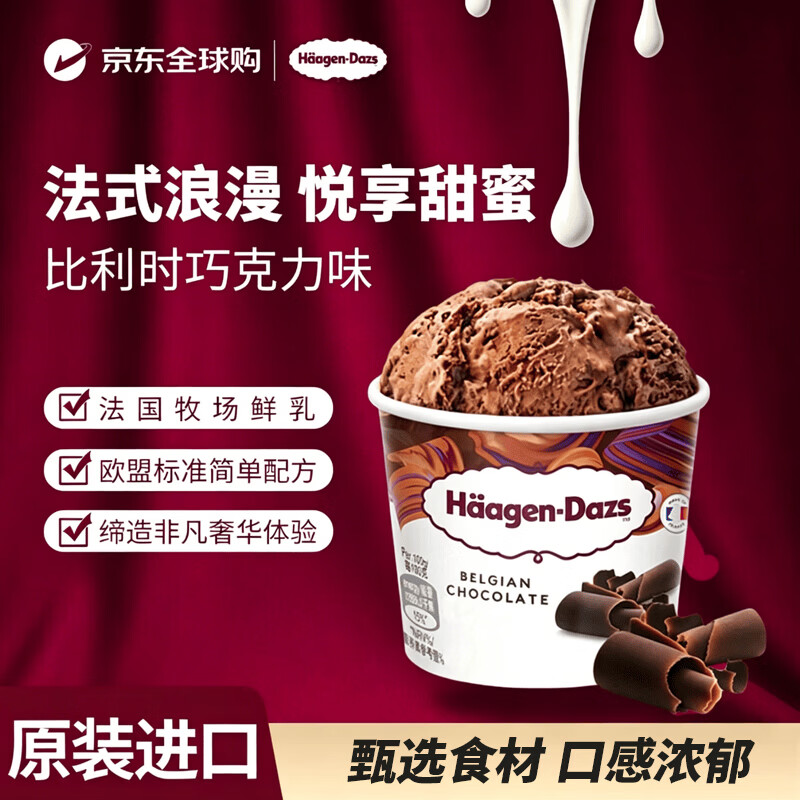 哈根达斯比利时巧克力冰淇淋460ML/桶
