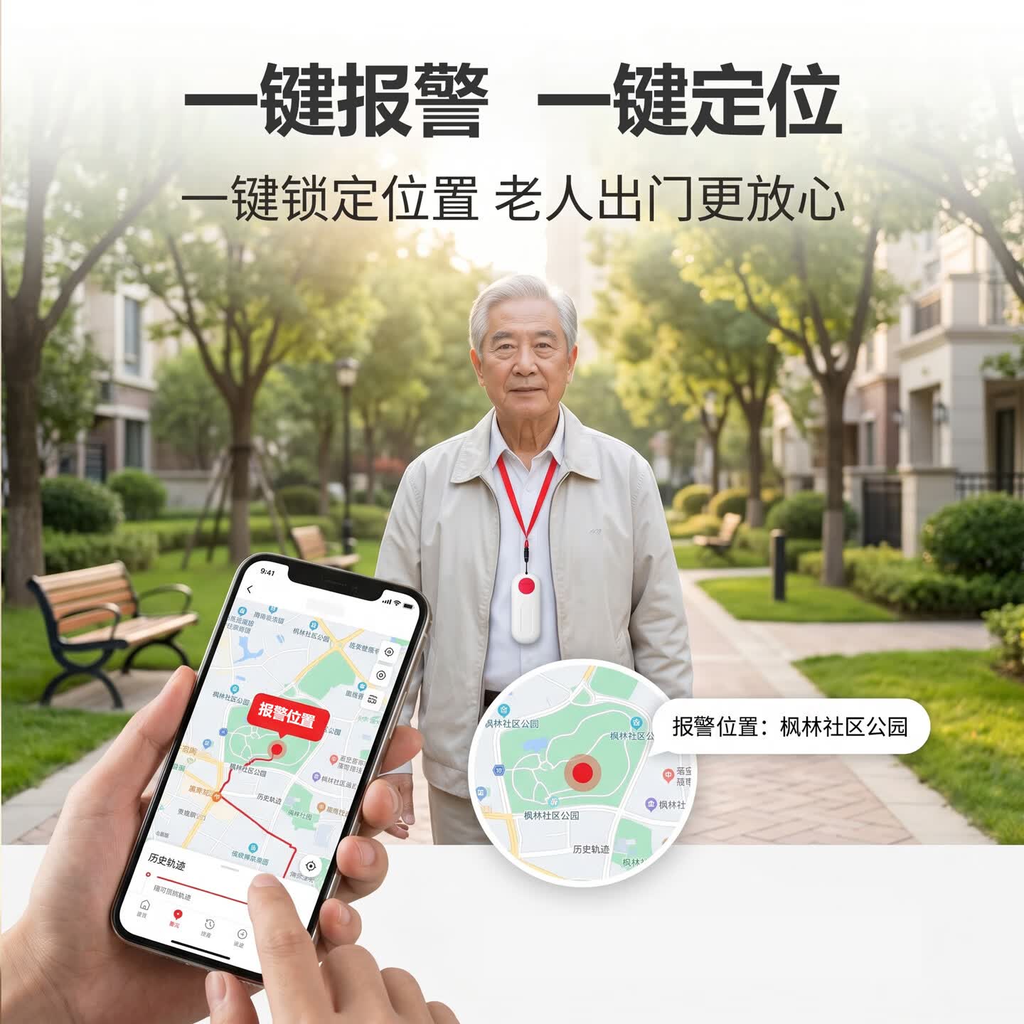 独居老人远程呼救器sos紧急呼叫器一键呼叫按钮手机远程报警器 【手机通知+报警定位+可挂戴】挂绳按钮+免3年流量费