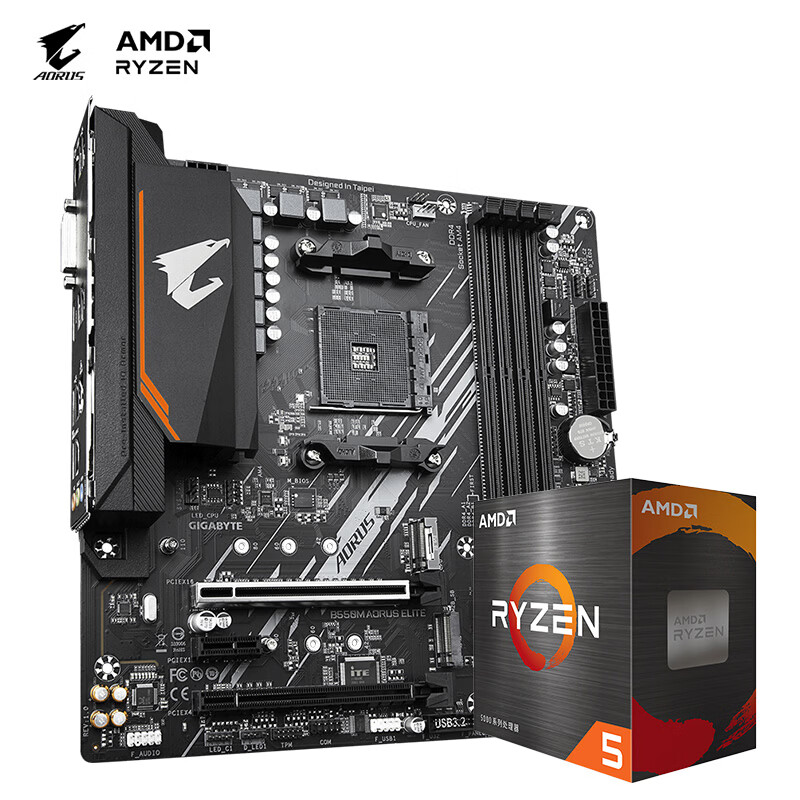 技嘉主板CPU套装AMD 5500+小雕B550M AORUS ELITE