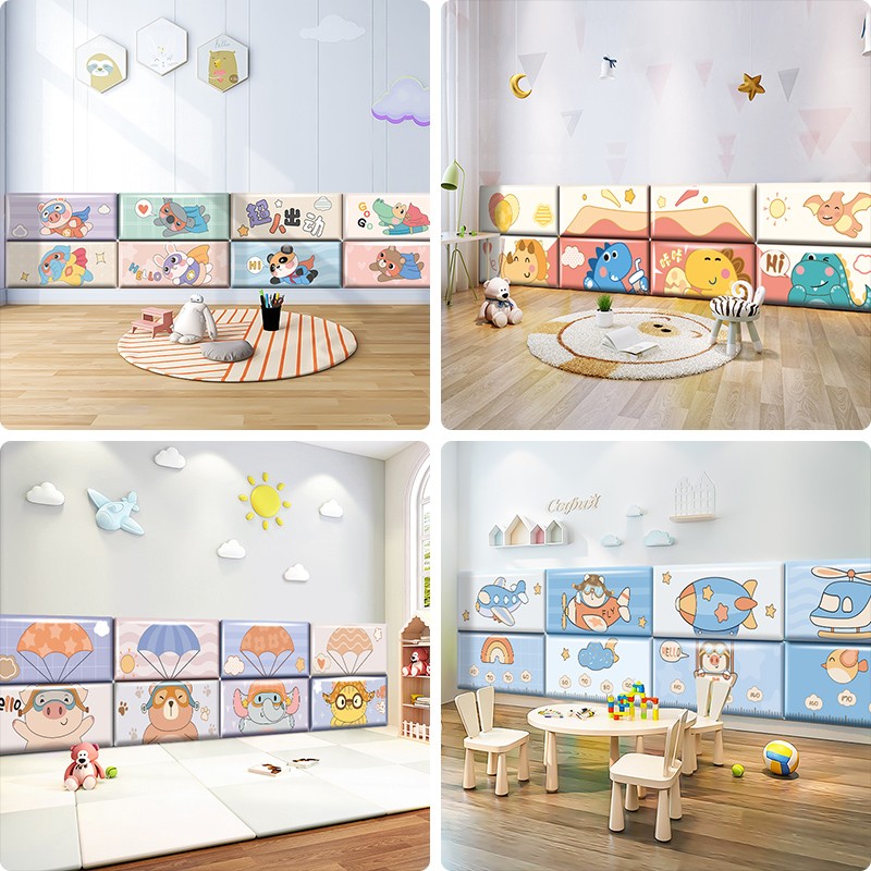 房墙面装饰软垫宝宝卡通身高墙贴 【8片组合款】超人飞行-200*40*厚1