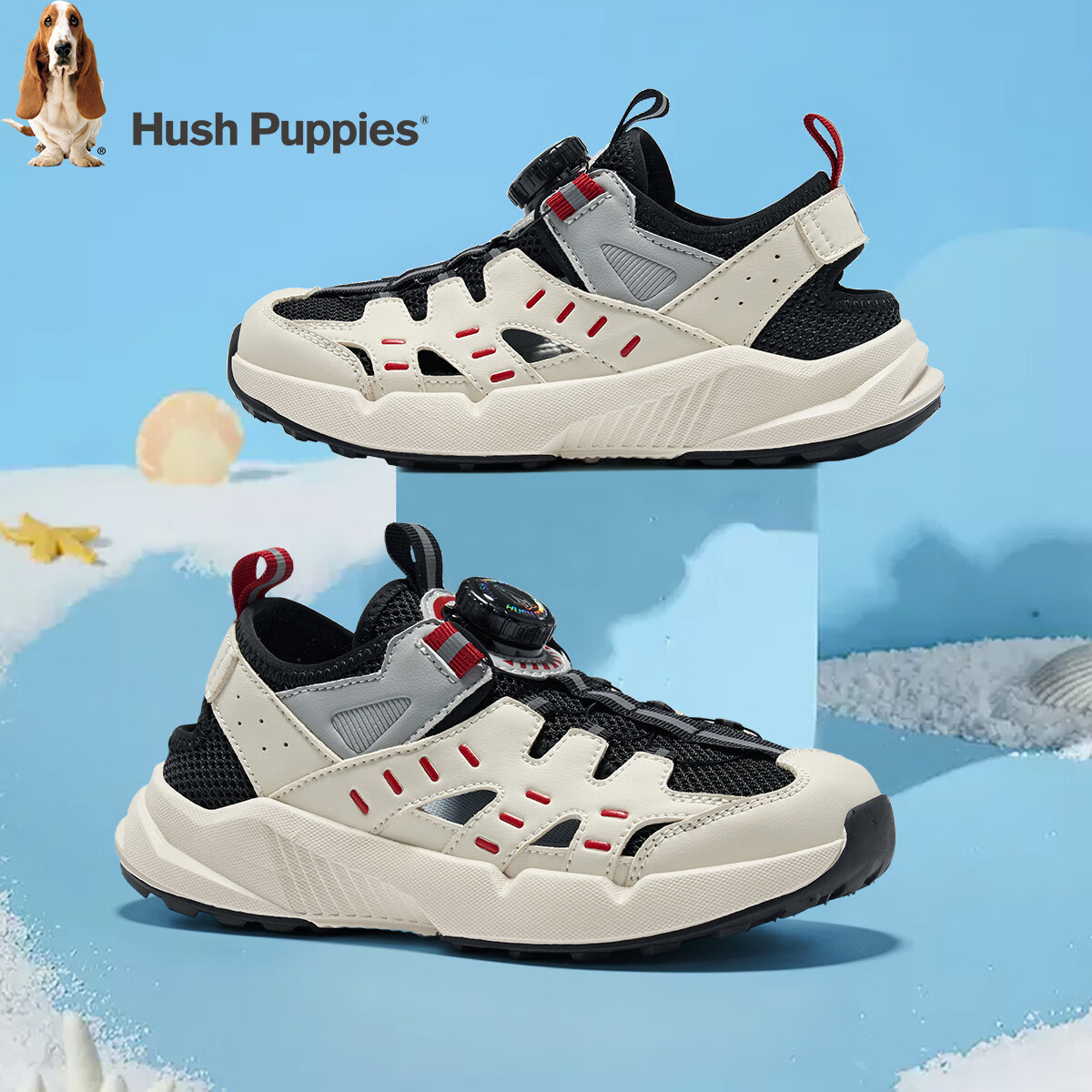 暇步士(Hush Puppies)童鞋春秋男童运动鞋儿童鞋户外透气软底大童跑步休闲鞋 HP4213黑色 35 适合脚长22cm