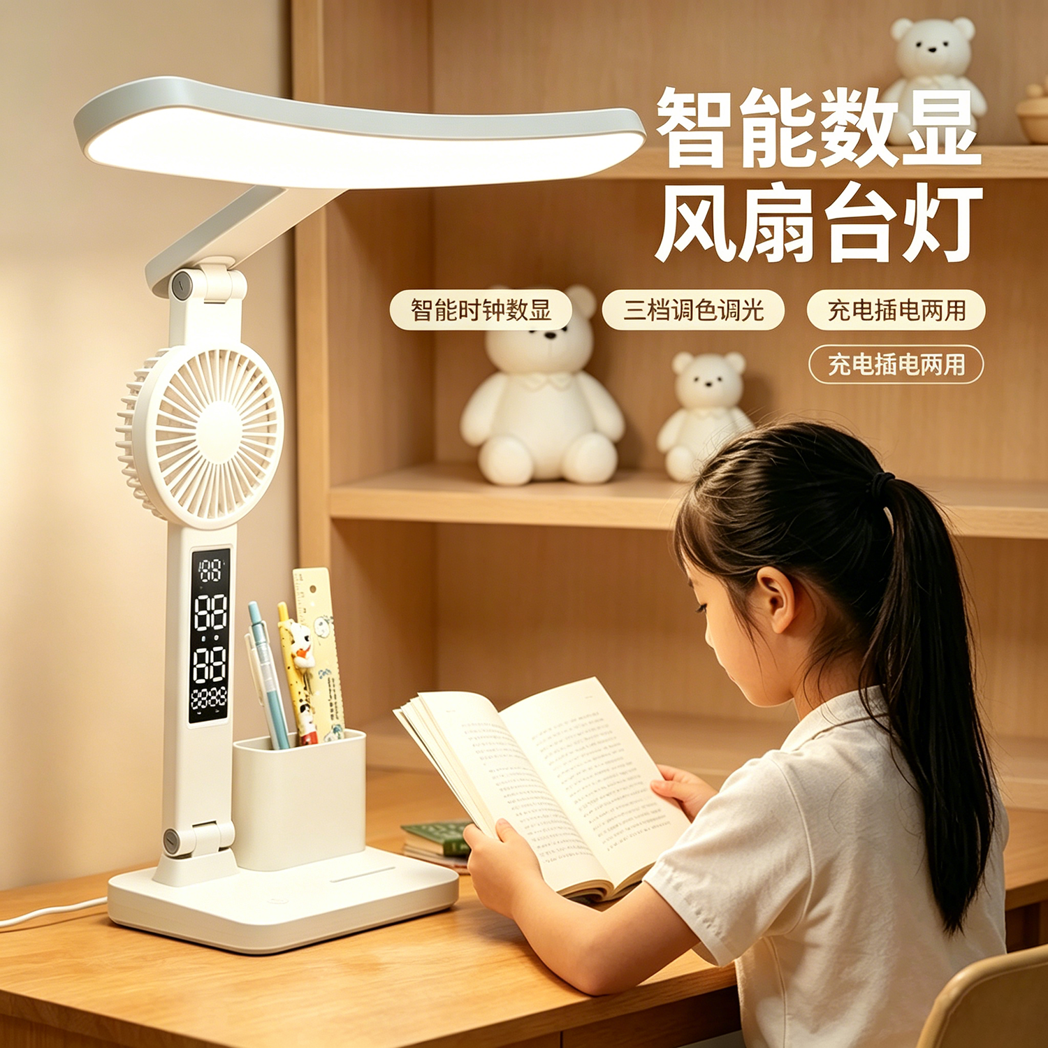 博朗尔台灯护眼灯学生学习台灯儿童书桌专用阅读灯读写办公桌充电台灯