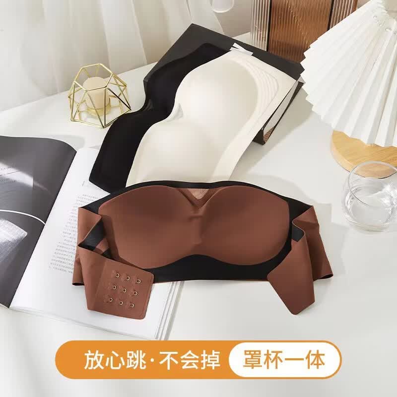 芬腾可安(FENTENGCARE)无肩带蹦不掉内衣女无钢圈防滑收副乳聚拢抹胸固定杯隐形文胸 香槟白 L=36/80AB