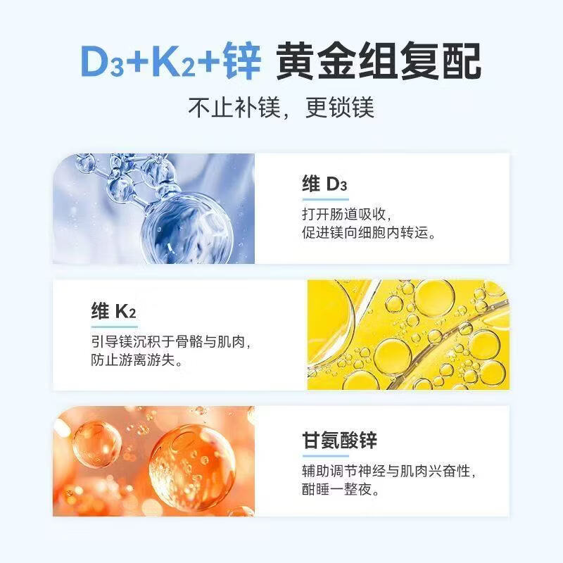 三栖虎进口高含量柠檬酸镁&甘氨酸镁补充镁营养60粒 成人保健品 高含量柠檬酸镁 60粒*1瓶