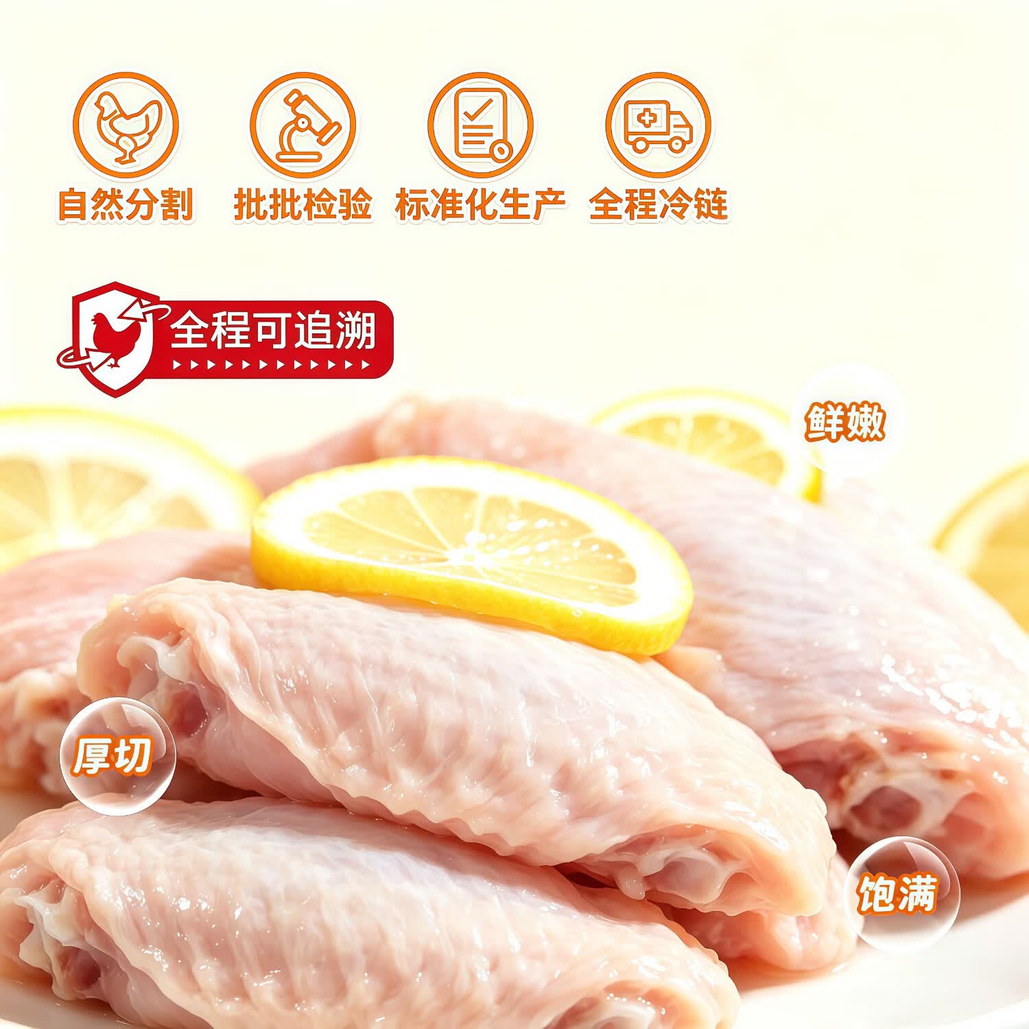 鲁爷爷的农场 鸡翅中生鲜鸡肉鸡翅膀儿童放心轻食餐食品火锅食材 鸡翅中500g*2袋 2斤装