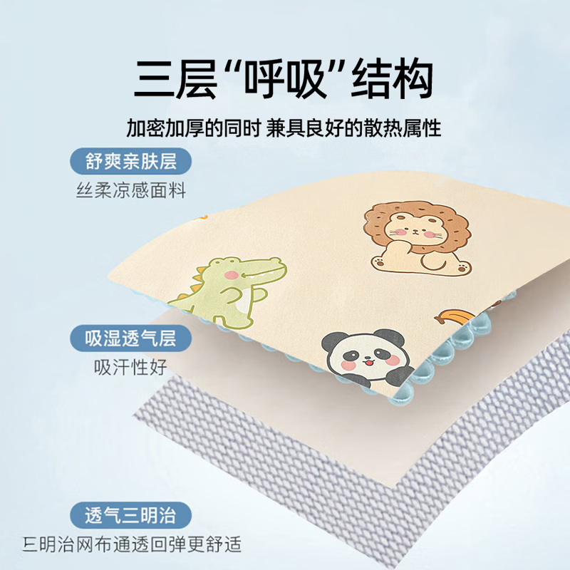 雅鹿夏季冰丝凉席1.8x2米家用可机水洗空调席宿舍单人凉感裸睡软席子 动物派对【凉感亲肤 丝滑裸睡】 180*200cm【单凉席】