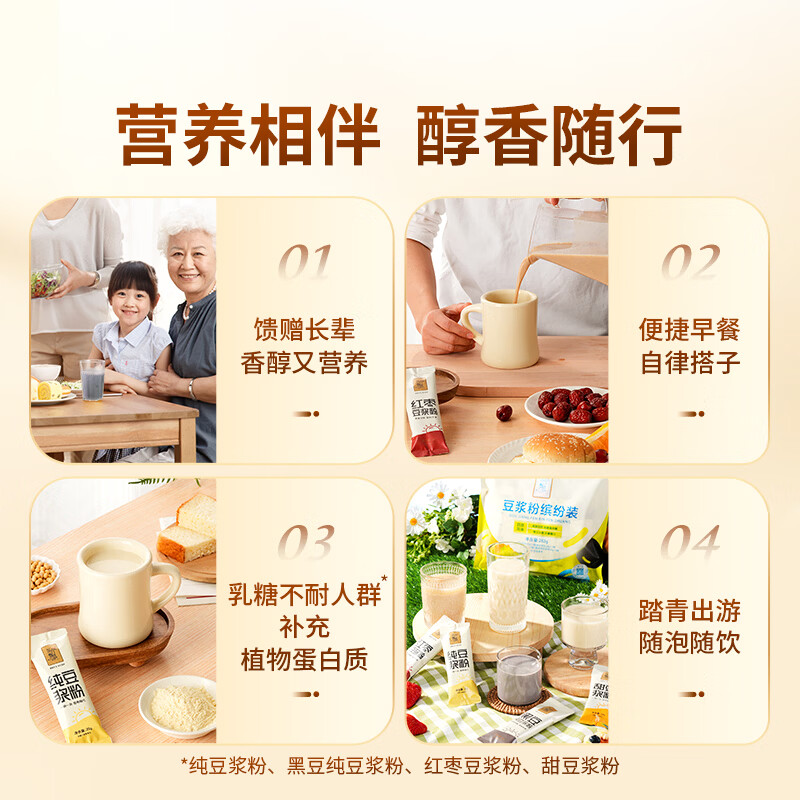 东方甄选豆浆粉原味黑豆红枣多口味营养高蛋白质早餐冲饮速食冲泡冲调饮品 【3袋】纯豆浆+红枣+黑豆