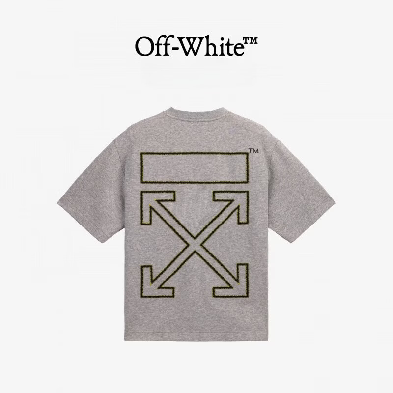 OFF-WHITE™情侣装新款宽松短袖T恤休闲半袖男潮牌箭头印花运动上衣女 花灰 M