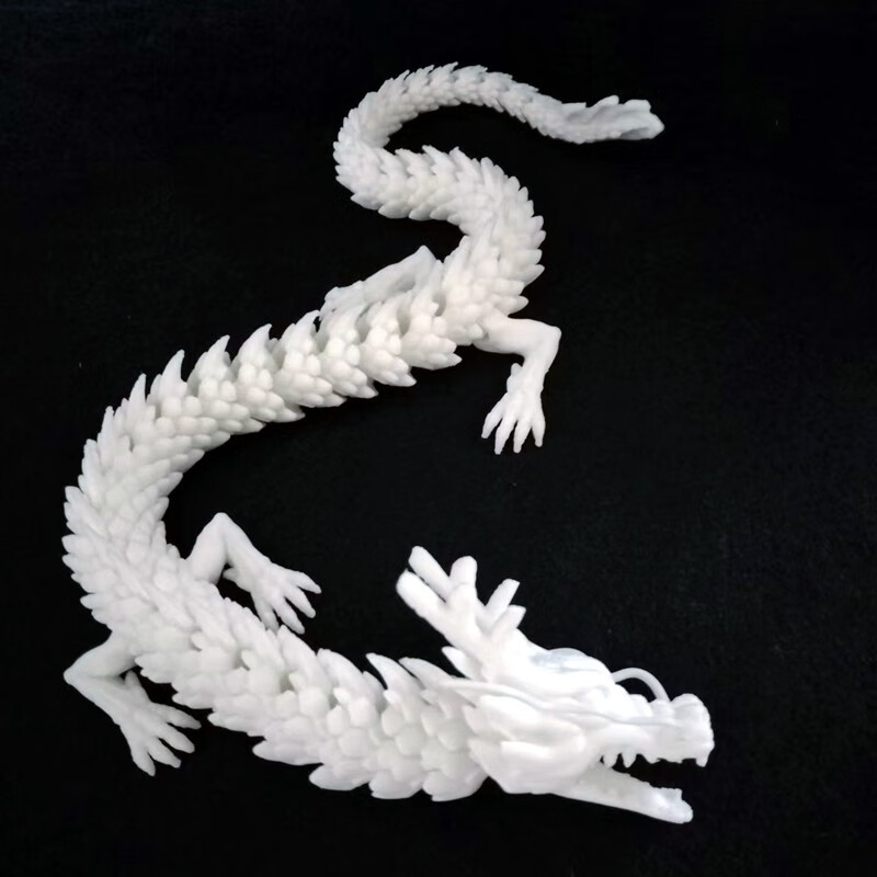 五爪神龙张嘴活动龙关节龙摆件模型3d打印玩具环保礼品车载装饰 白色