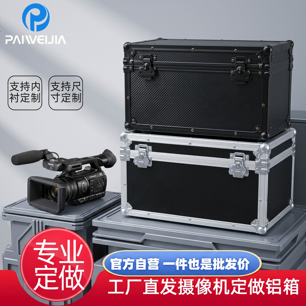 PAIWEIJIA拍唯佳专业定制摄像机航空箱松下索机JVC手持式摄像机都可定制铝色/黑色可选 铝色 手持式摄像机铝箱