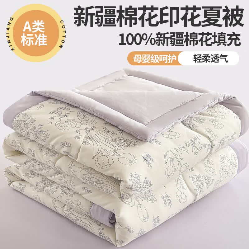 无印良品双层纱新疆棉夏凉被空调被1.5x2米被子春秋单双人家用宿舍可机洗 爱丽丝 【A类面料 亲肤舒适】 150x200cm 单夏被 通用