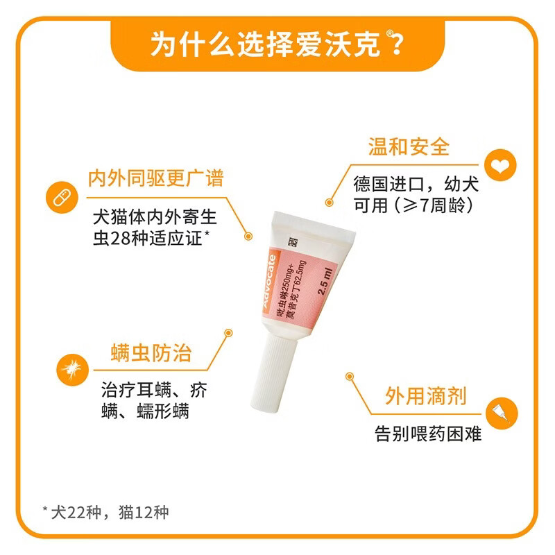 爱沃克狗狗驱虫药体内体外一体同驱跳蚤耳螨虫滴剂宠物金毛泰迪博美驱虫 4-10kg犬用爱沃克 1ml*1盒 （3支装）