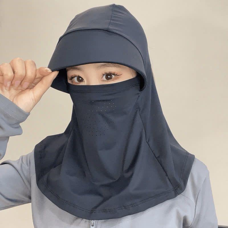 【爆款热卖】夏季紫外线骑行面罩防晒户外全脸遮阳帽护颈冰丝透气 黑色【送防风绳】