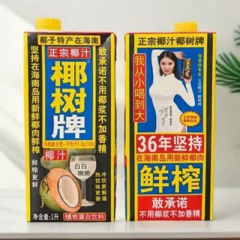 其他家正宗椰汁1000ml*2盒家庭装 椰树椰汁1000ml2盒家庭装