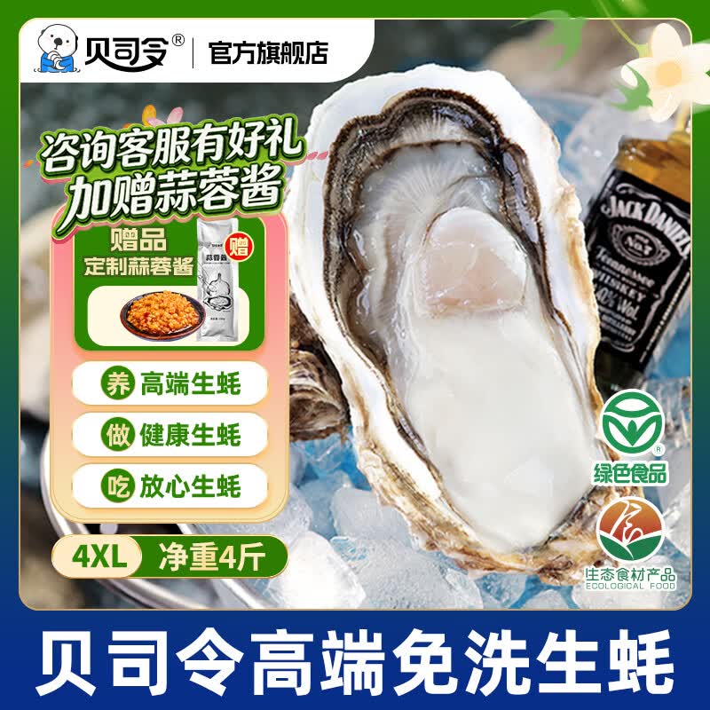 贝司令鲜活乳山生态免洗生蚝4XL 净重4斤 8-11只 生鲜源头直发端午聚会