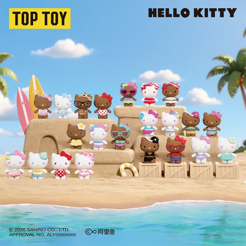 TOP TOY三丽鸥Hello Kitty泳衣派对系列盲袋彩虹糖第二代儿童女生礼物 端盒（内含10袋）