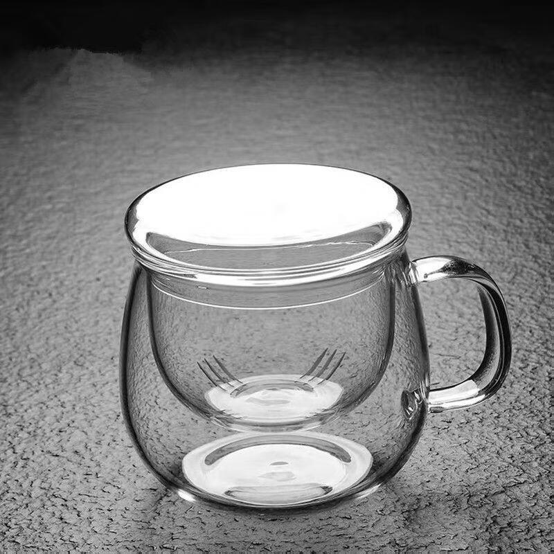 泡茶杯耐热玻璃杯子男女士办公水杯 300ml富贵圆趣三件杯 (主图款)