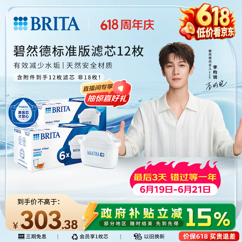 碧然德（BRITA） 家用滤水壶 滤芯 Maxtra 多效滤芯共计12枚装（本品加附件6个共计12枚）(非18枚)