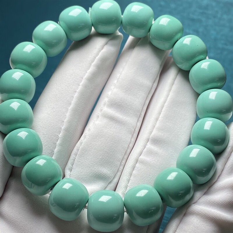 甘夏 高瓷丫角山果冻料绿松石12mm老型手串手链圆珠散珠对配珠