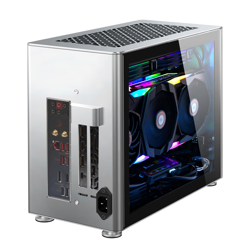 乔思伯（JONSBO）A4 Ver1.1版本 ITX机箱 银色（240水冷/SFX-L电源/325MM长显卡/垂直风道/钢化玻璃侧板）