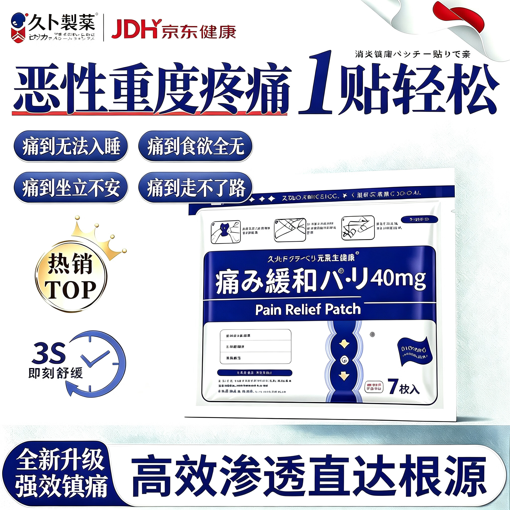 丁丙诺非缓解僵硬不适与刺痛日常护养应急舒缓双在线 一袋装【快速镇痛】 【日本进口渗透技术 透皮吸收直达痛处】