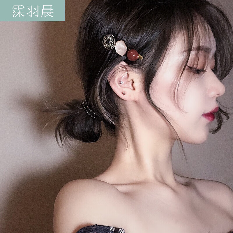 霂羽晨 復(fù)古圓盤發(fā)夾女夾子頭飾邊夾少女劉海夾頂夾網(wǎng)紅發(fā)飾簡約頭發(fā)卡子 復(fù)古發(fā)夾