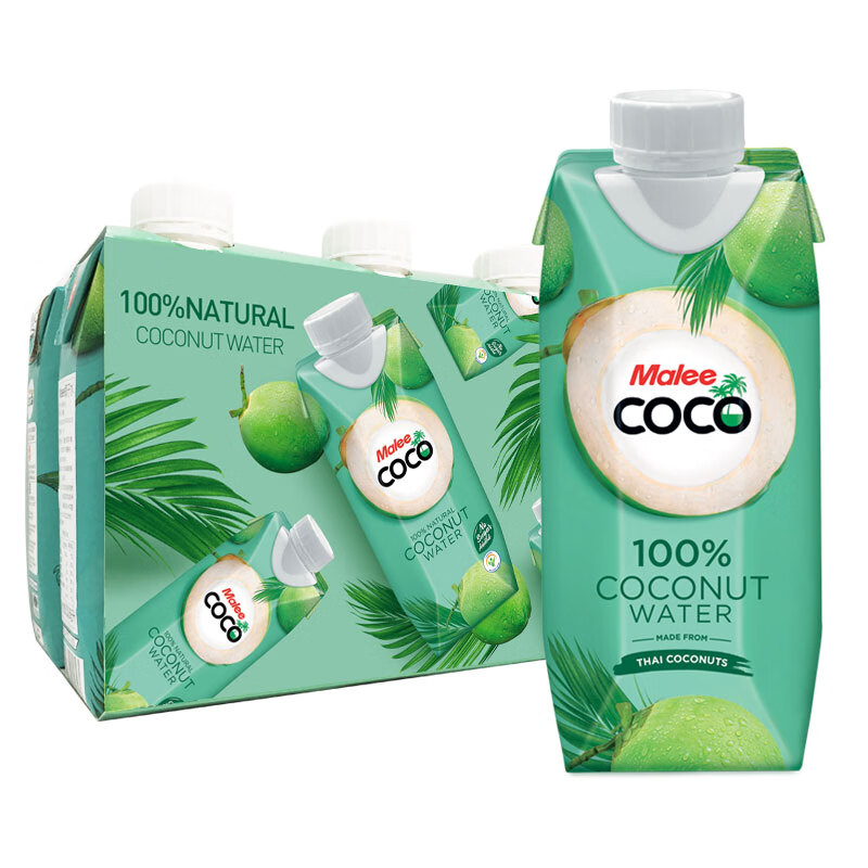 泰国原装进口 玛丽（Malee Coco）NFC天然无添加原味椰子水饮料椰汁果汁330ml*6瓶