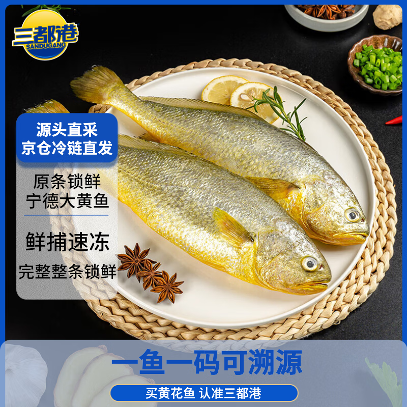 三都港 冷冻黄花鱼700g/2条装 宁德大黄鱼 深海鱼 生鲜 鱼类 海鲜水产