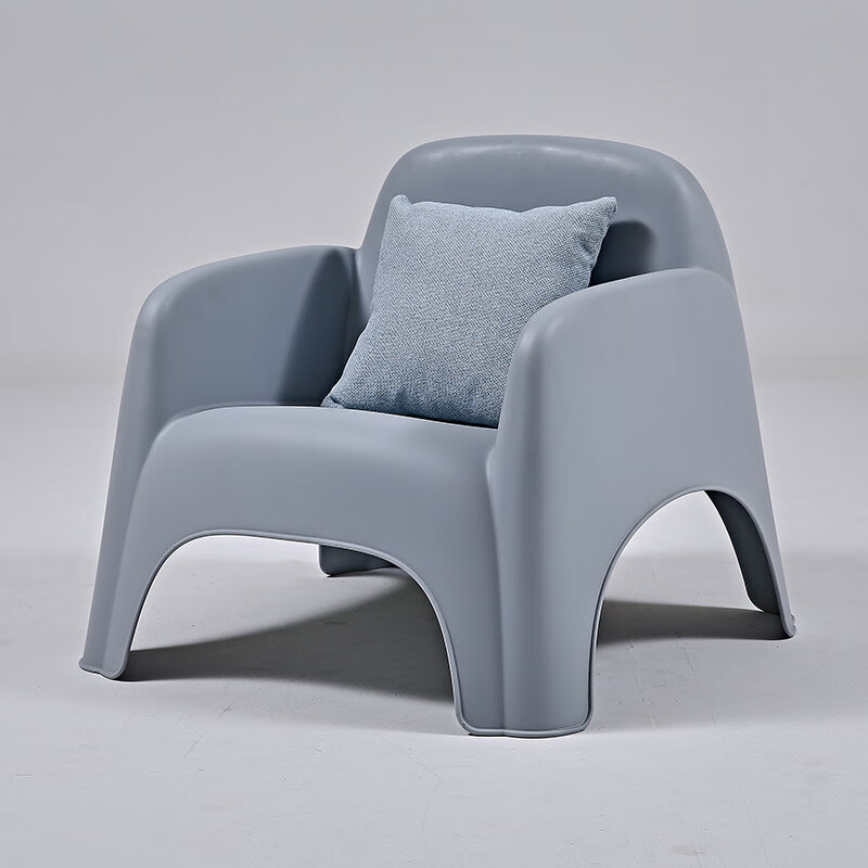 北欧简约塑料沙发椅创意休闲椅懒人小沙发家用可叠放靠背椅批发 冷灰