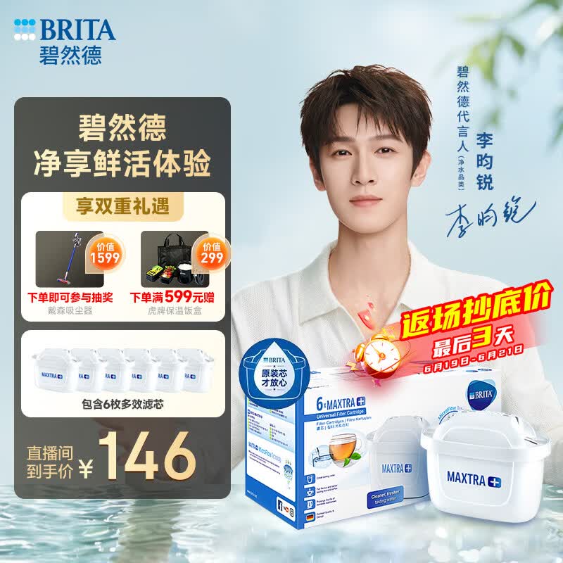 碧然德（BRITA）滤水壶滤芯 Maxtra+多效滤芯6只装 过滤器净水器滤芯 碧然德滤芯 可滤水150L