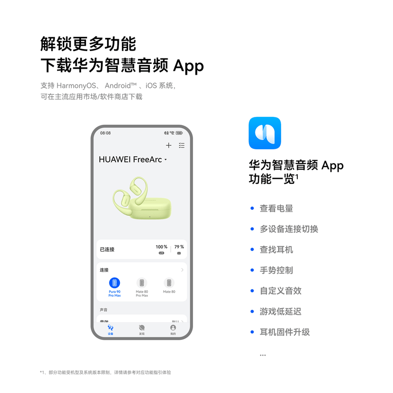 华为FreeArc蓝牙耳机挂耳式开放 式真无线挂耳耳挂通话降噪防漏音跑步运动音乐超长续航通用荣耀苹果 足球款丨附华为音乐卡 【京东官方旗舰店】