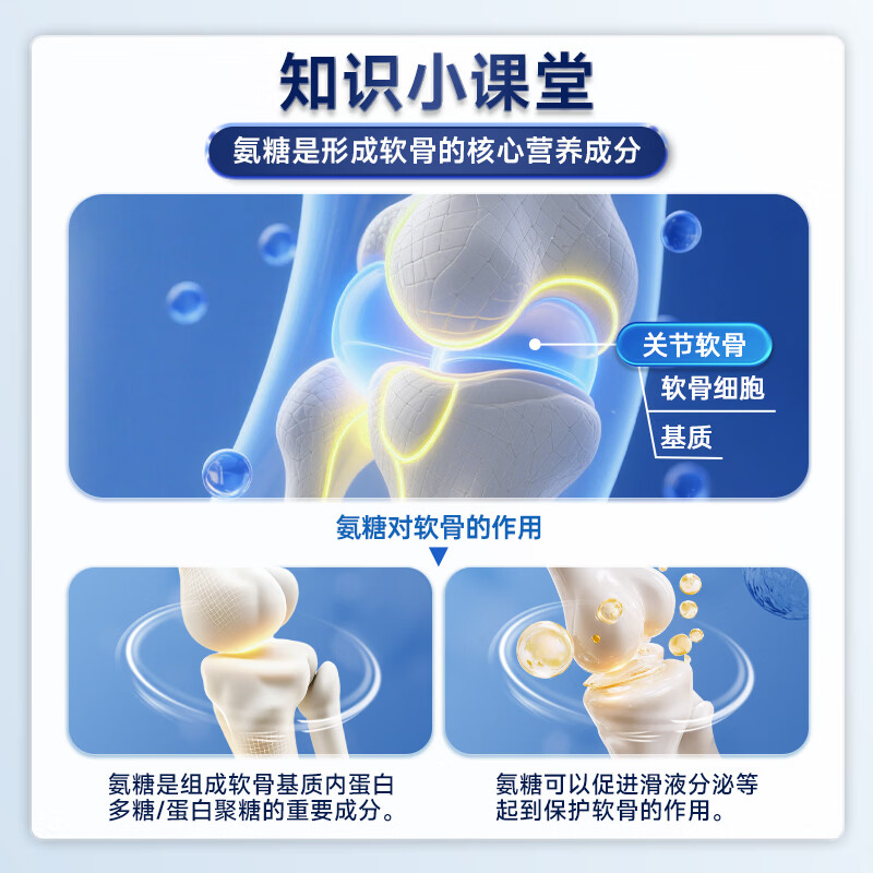 CRELIZE氨糖软骨素术后营养补钙片中老年人护关节骨骼健康 4瓶装【买3送1 推荐周期调理】 60片*4瓶
