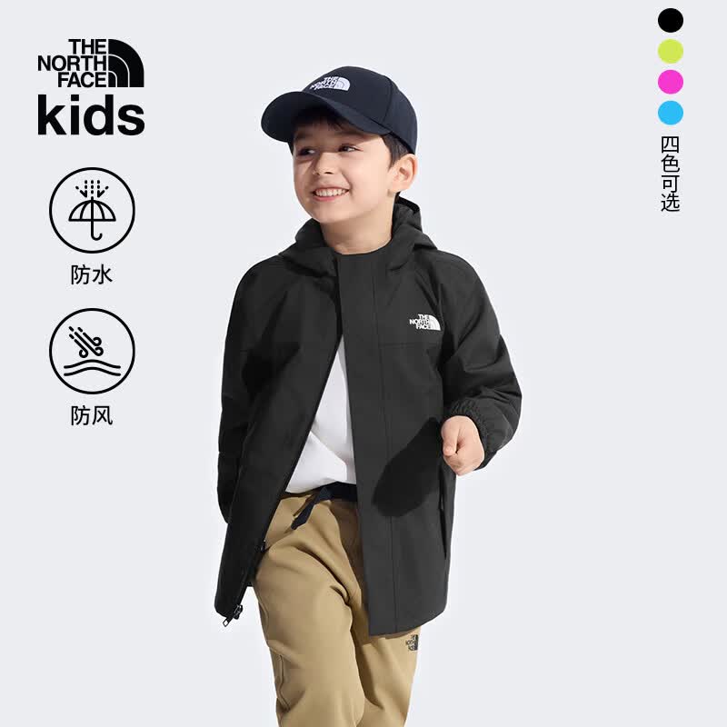 北面（The North Face）童装宝宝儿童外套Antora防水硬壳抓绒冲锋衣小童冲锋衣|873T KX7/宇宙黑 加绒 130 适合125-135cm