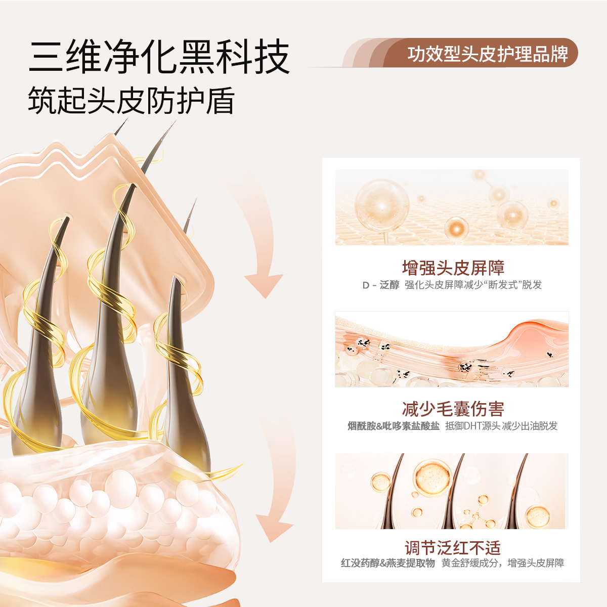 roye灵芝防脱洗发水防断固发赋能洗发液无硅油焕活毛囊丰盈强韧洗发露 【持证防脱 灵芝萃取】防脱洗发液208ml
